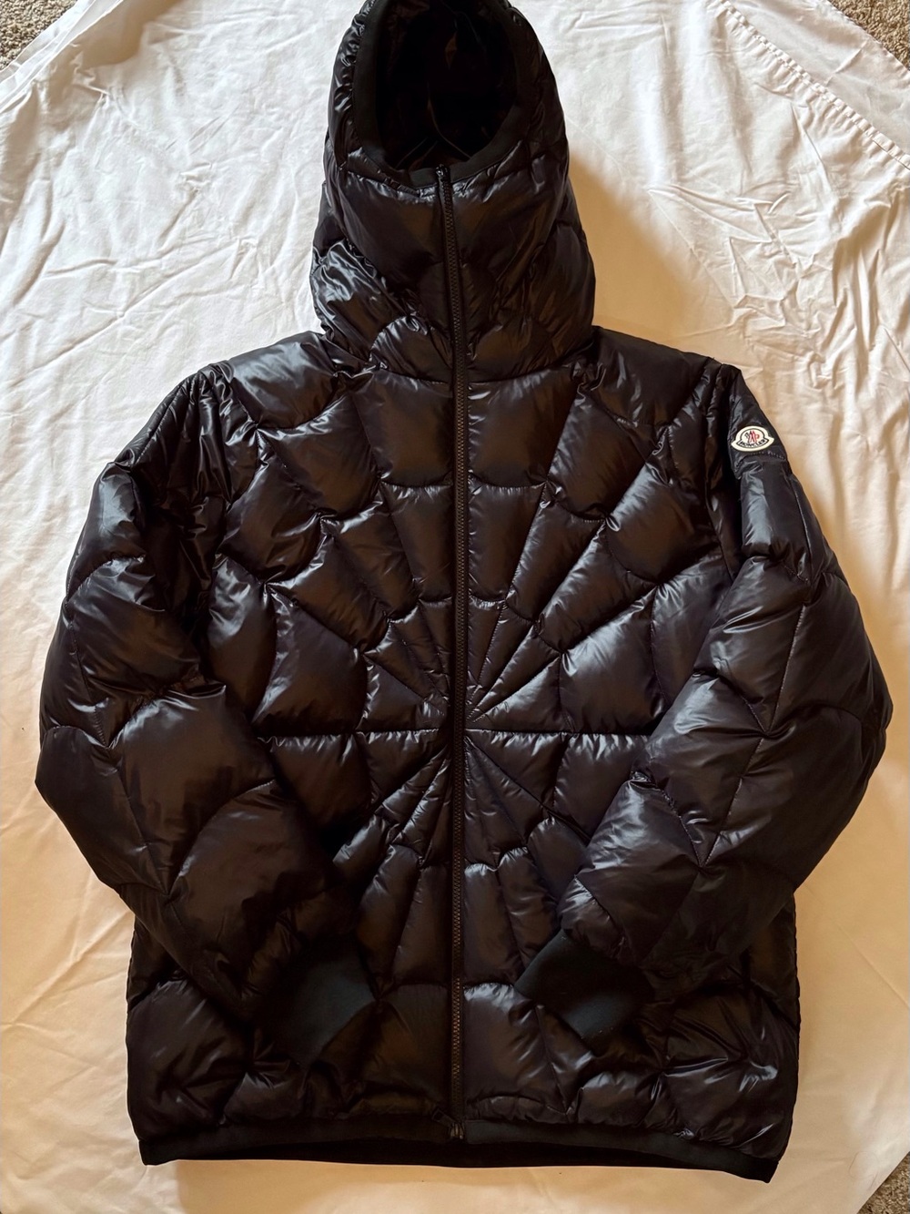 Moncler Black Shiny Quilted Puffer Jacket with Hood